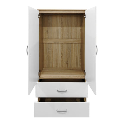Ντουλάπα εξάφυλλη Athos pakoworld sonoma-λευκή 240x42x180εκ