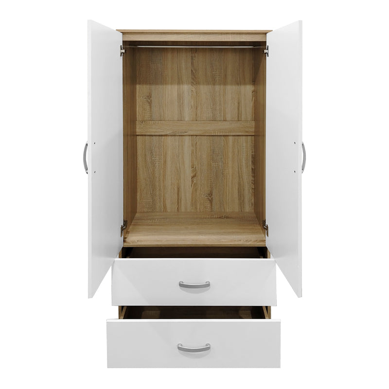 Ντουλάπα εξάφυλλη Athos I pakoworld sonoma-λευκό 240x42x180εκ
