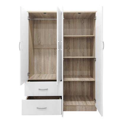 Ντουλάπα εξάφυλλη Athos Ι pakoworld sonoma-λευκό 200.5x42x180εκ