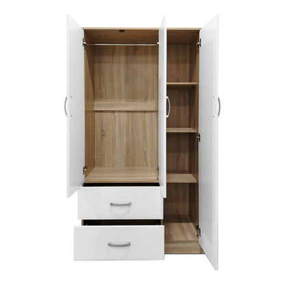 Ντουλάπα πεντάφυλλη Athos I pakoworld sonoma-λευκό 170x42x180εκ