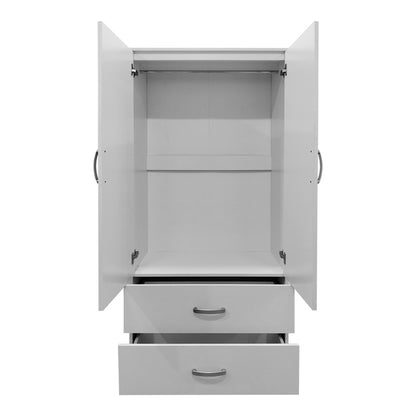 Ντουλάπα τετράφυλλη με πατάρι Athos pakoworld λευκή 160x42x240εκ