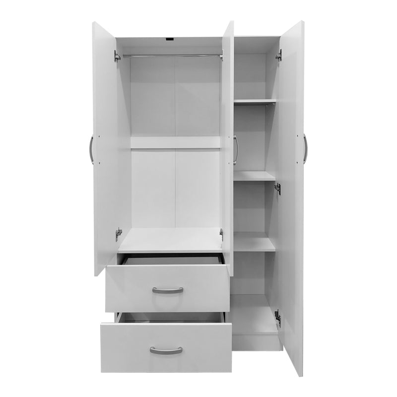 Ντουλάπα πεντάφυλλη με πατάρι Athos I pakoworld λευκή 170x42x240εκ