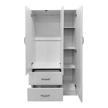 Ντουλάπα πεντάφυλλη με πατάρι Athos I pakoworld λευκή 170x42x240εκ