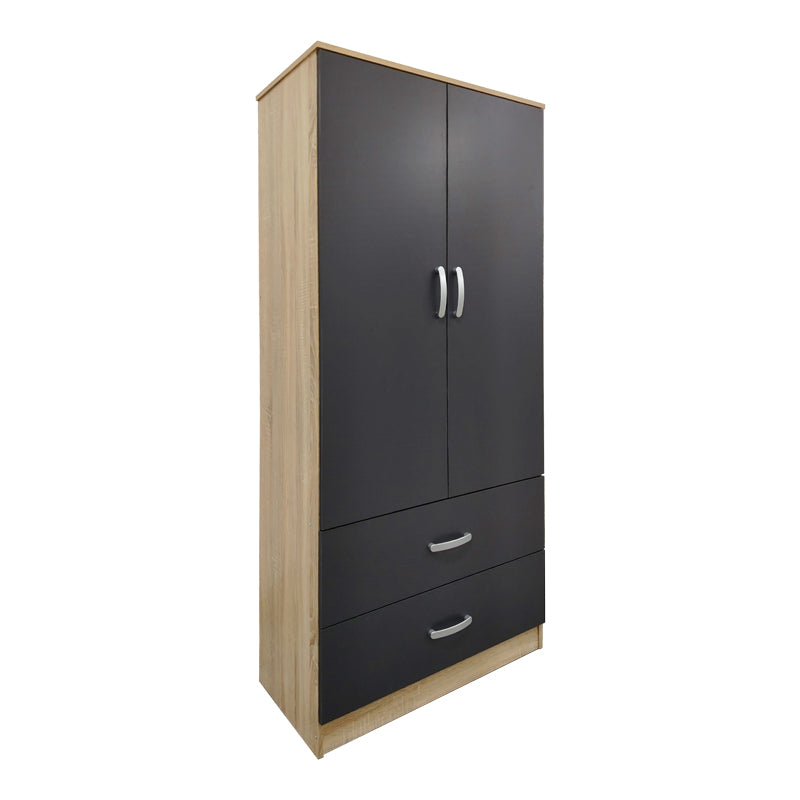 Ντουλάπα τετράφυλλη Athos pakoworld sonoma-ανθρακί 160x42x180εκ