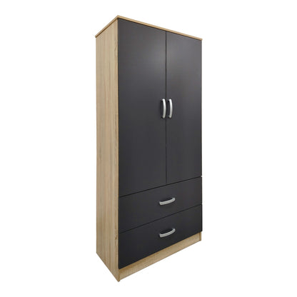 Ντουλάπα εξάφυλλη Athos pakoworld sonoma-ανθρακί 240x42x180εκ
