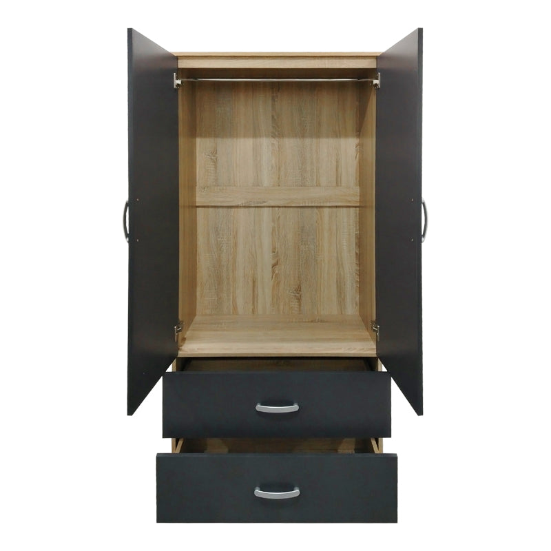 Ντουλάπα εξάφυλλη Athos pakoworld sonoma-ανθρακί 240x42x180εκ