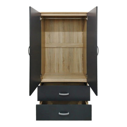 Ντουλάπα εξάφυλλη Athos pakoworld sonoma-ανθρακί 240x42x180εκ