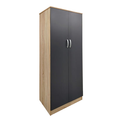 Ντουλάπα εξάφυλλη Athos pakoworld sonoma-ανθρακί 240x42x180εκ