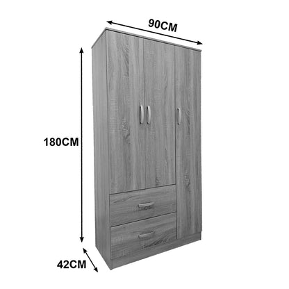 Ντουλάπα πεντάφυλλη Athos I pakoworld sonoma-ανθρακί 170x42x180εκ