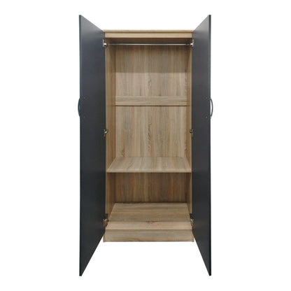 Ντουλάπα εξάφυλλη Athos ΙΙ pakoworld sonoma-ανθρακί 240x42x180εκ