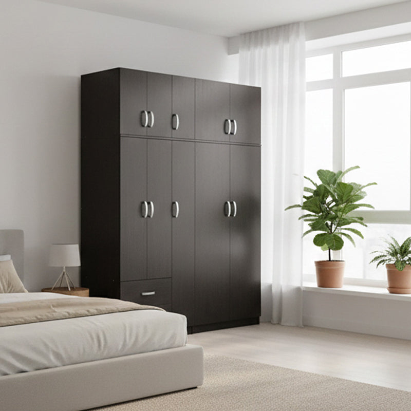 Ντουλάπα πεντάφυλλη με πατάρι Athos I pakoworld wenge 170x42x240εκ