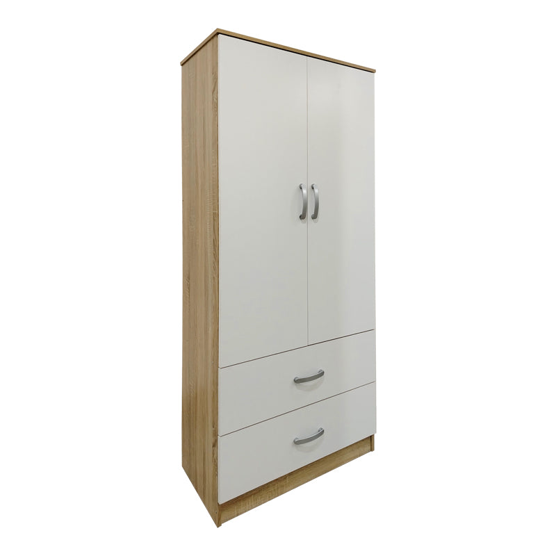 Ντουλάπα τετράφυλλη με πατάρι Athos pakoworld sonoma-λευκή 160x42x240εκ