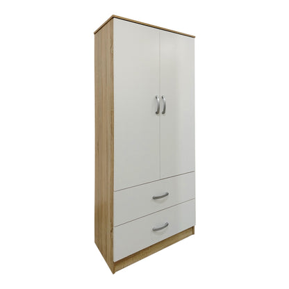 Ντουλάπα τετράφυλλη με πατάρι Athos pakoworld sonoma-λευκή 160x42x240εκ