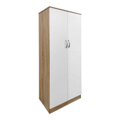 Ντουλάπα εξάφυλλη με πατάρι Athos pakoworld sonoma-λευκή 240x42x240εκ