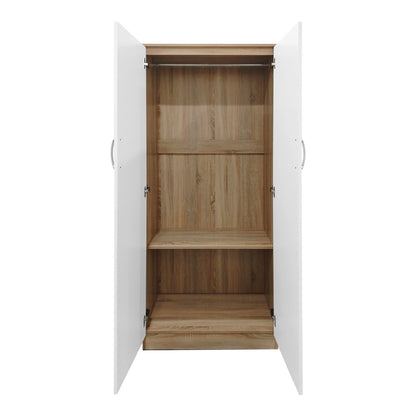 Ντουλάπα εξάφυλλη με πατάρι Athos pakoworld sonoma-λευκή 240x42x240εκ