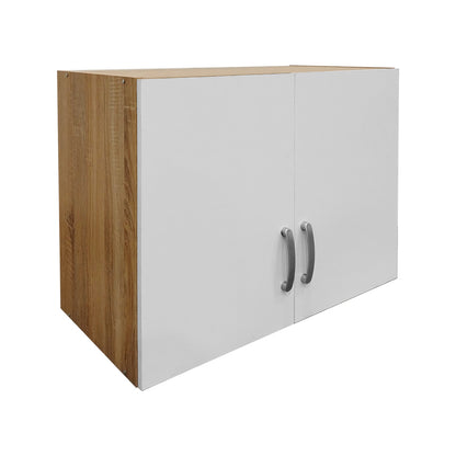 Ντουλάπα εξάφυλλη με πατάρι Athos pakoworld sonoma-λευκή 240x42x240εκ