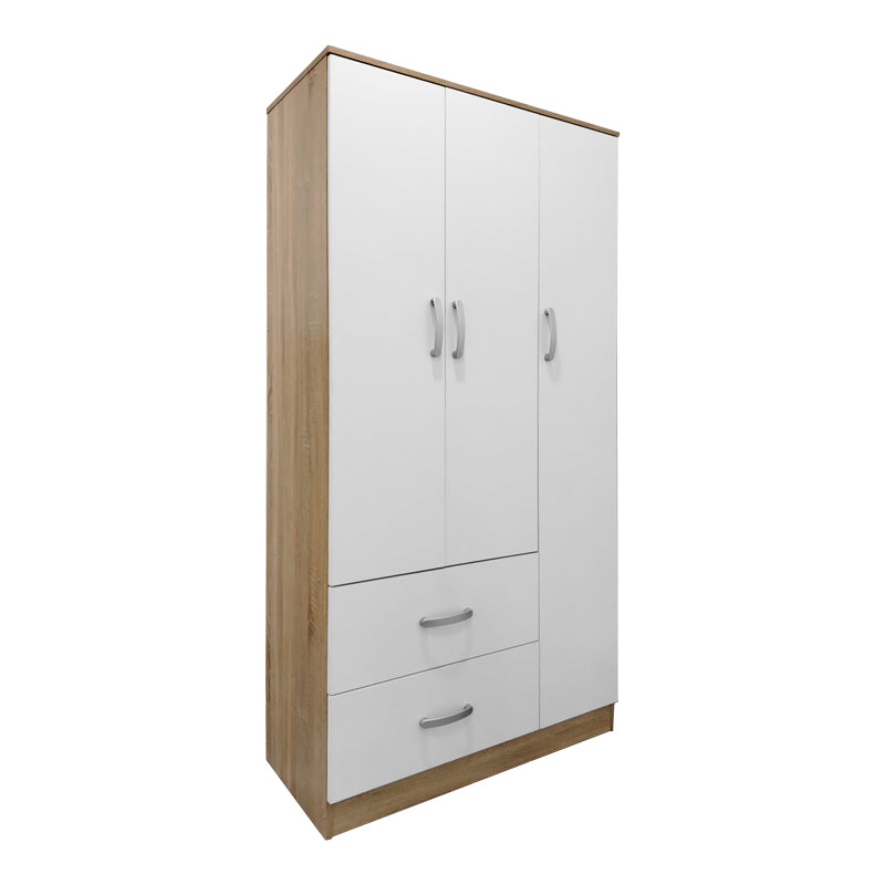 Ντουλάπα πεντάφυλλη με πατάρι Athos I pakoworld sonoma-λευκή 170x42x240εκ