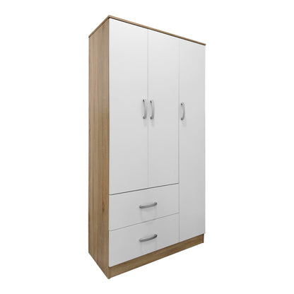 Ντουλάπα πεντάφυλλη με πατάρι Athos I pakoworld sonoma-λευκή 170x42x240εκ