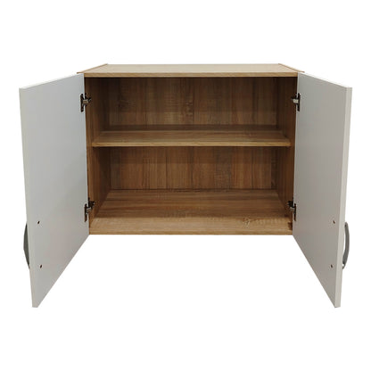 Ντουλάπα εξάφυλλη με πατάρι Athos ΙΙ pakoworld sonoma-λευκή 240x42x240εκ