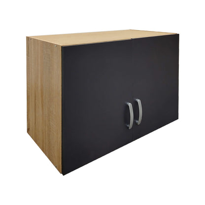Ντουλάπα εξάφυλλη με πατάρι Athos I pakoworld sonoma-ανθρακί 240x42x240εκ