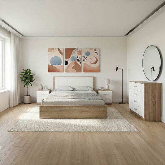 Σετ Κρεβατοκάμαρας Athos Sonoma Λευκό με Κρεβάτι 160x200εκ Σετ 4τεμ