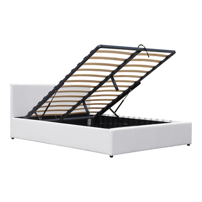 Κρεβάτι Dellia pakoworld με αποθηκευτικό χώρο pu λευκό 150x200εκ