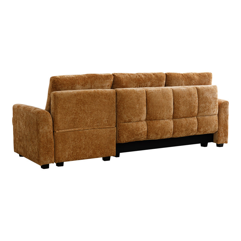 Γωνιακός αναστρέψιμος καναπές κρεβάτι Comfie pakoworld με αποθηκευτικό χώρο camel ύφασμα 260x156x98ε