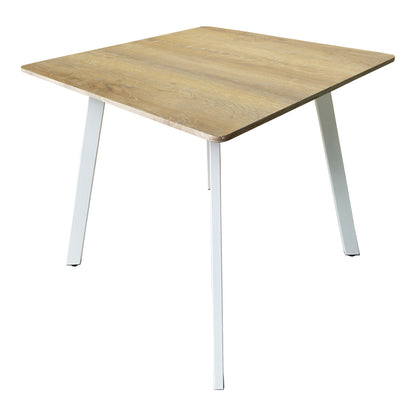 Τραπέζι Squaro pakoworld sonoma mdf με λευκά μεταλλικά πόδια 80x80x75εκ