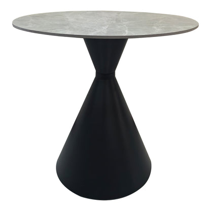 Τραπέζι Flenada pakoworld sintered stone σε γκρι όψη μαρμάρου με μαύρη μεταλλική βάση Φ80x76εκ