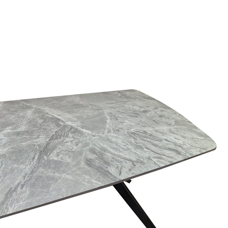Τραπέζι Ezali pakoworld sintered stone γκρι όψη μαρμάρου με μαύρο μεταλλικό πόδι 180x90x75εκ