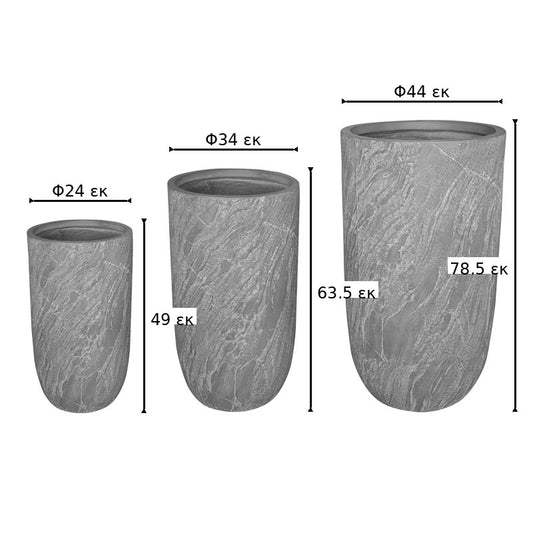 Κασπώ Anteria pakoworld σετ 3τεμ κεραμικό σε γκρι απόχρωση