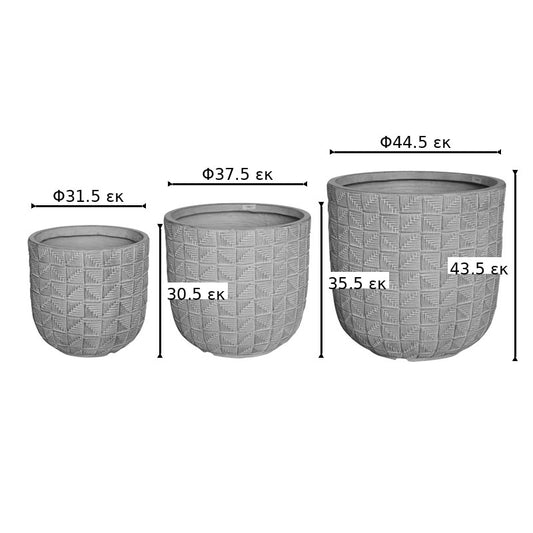 Κασπώ Kallena pakoworld σετ 3τεμ κεραμικό σε γκρι-μπεζ απόχρωση