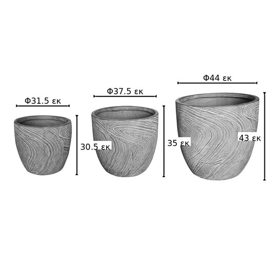 Κασπώ Anthea pakoworld σετ 3τεμ κεραμικό σε αντικέ γκρι απόχρωση