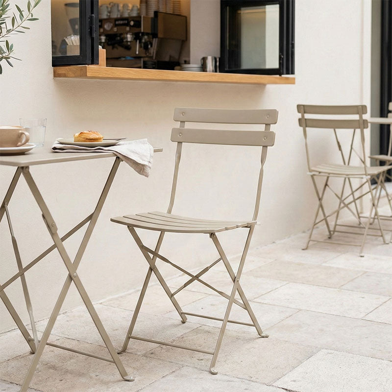 Καρέκλα Bistro pakoworld μεταλλική αναδιπλούμενη σε σαμπανί 42x46x82εκ