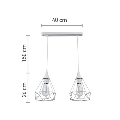 InLight Κρεμαστό φωτιστικό από λευκό μέταλλο 2XE27 D:40cm (4024-2-WH-RAIL)