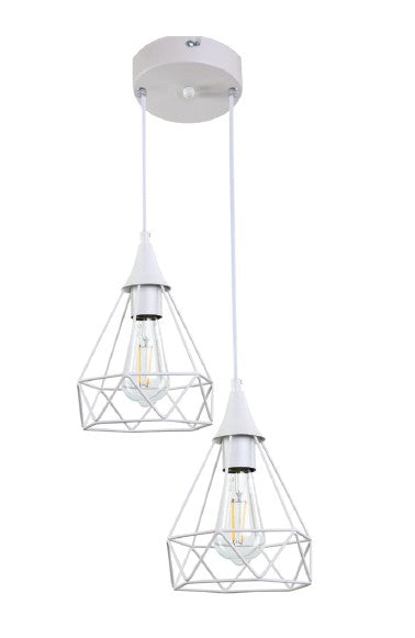 InLight Κρεμαστό φωτιστικό από λευκό μέταλλο 2XE27 D:20cm (4024-2-WH-ROSETTE)