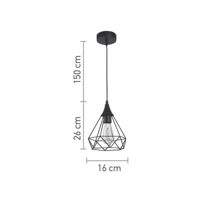 InLight Κρεμαστό φωτιστικό από μαύρο μέταλλο 1XE27 D:16cm (4024-BL)