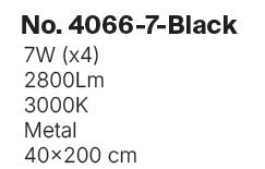 Inlight Κρεμαστό φωτιστικό LED 7* 5W 3000K από μαύρο μέταλλο D:40X200cm (4066-7-Black)