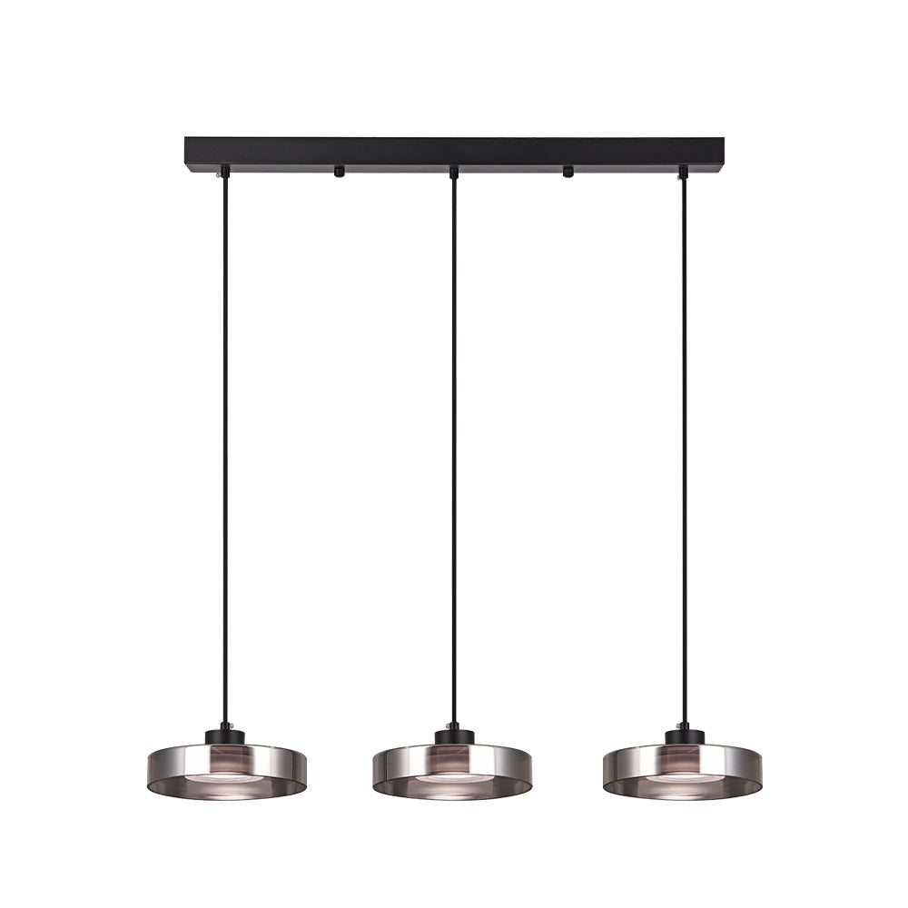 Inlight Κρεμαστό φωτιστικό LED απο μαύρο μέταλλο και φιμέ γυαλί, 70x200cm, 3CCT (Θερμό- Φυσικό- Ψυχρ