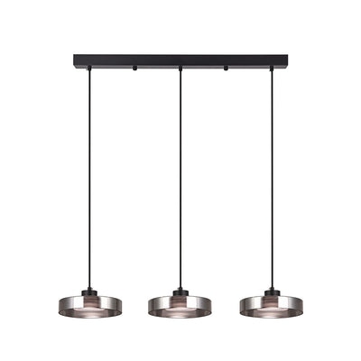 Inlight Κρεμαστό φωτιστικό LED απο μαύρο μέταλλο και φιμέ γυαλί, 70x200cm, 3CCT (Θερμό- Φυσικό- Ψυχρ