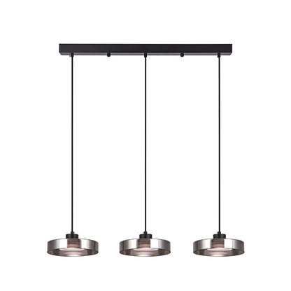 Inlight Κρεμαστό φωτιστικό LED απο μαύρο μέταλλο και φιμέ γυαλί, 70x200cm, 3CCT (Θερμό- Φυσικό- Ψυχρ