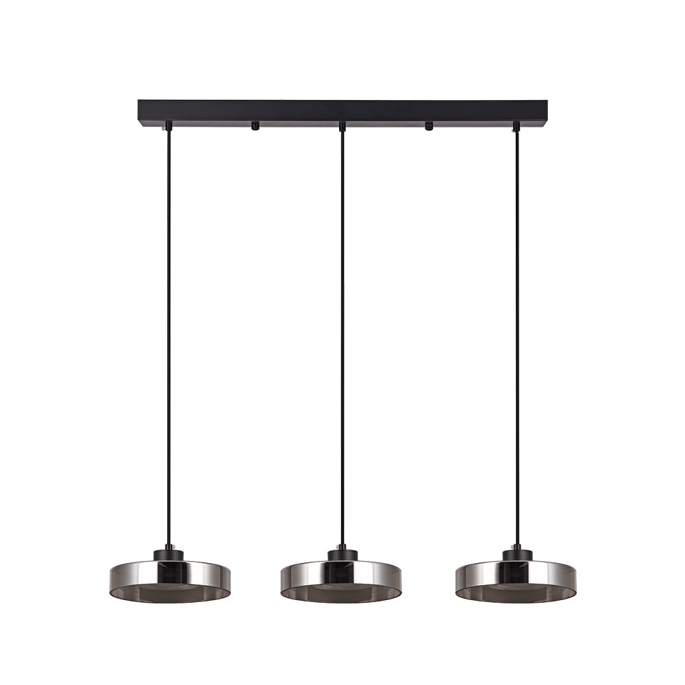 Inlight Κρεμαστό φωτιστικό LED απο μαύρο μέταλλο και φιμέ γυαλί, 70x200cm, 3CCT (Θερμό- Φυσικό- Ψυχρ