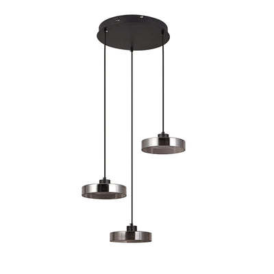 Inlight Κρεμαστό φωτιστικό LED απο μαύρο μέταλλο και φιμέ γυαλί, 35x200cm, 3CCT (Θερμό- Φυσικό- Ψυχρ