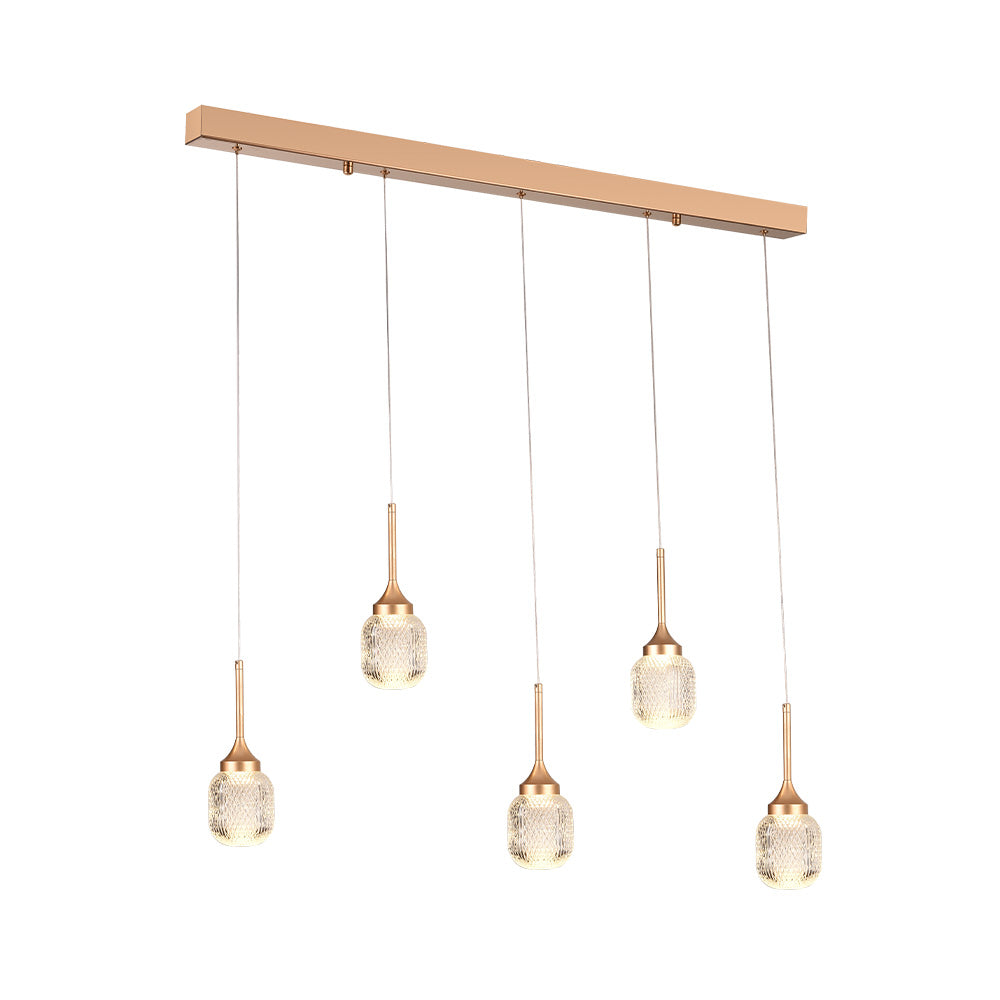 Inlight Κρεμαστό φωτιστικό LED 5*10W από χρυσαφί μέταλλο και ακρυλικό D:60x200cm (4077R-5-Golden)