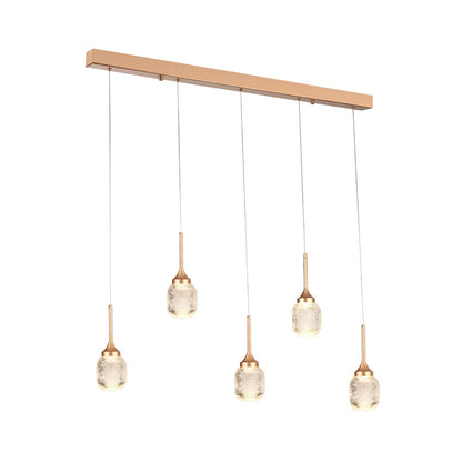 Inlight Κρεμαστό φωτιστικό LED 5*10W από χρυσαφί μέταλλο και ακρυλικό D:60x200cm (4077R-5-Golden)