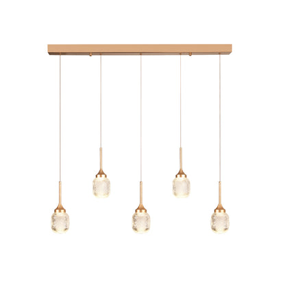 Inlight Κρεμαστό φωτιστικό LED 5*10W από χρυσαφί μέταλλο και ακρυλικό D:60x200cm (4077R-5-Golden)