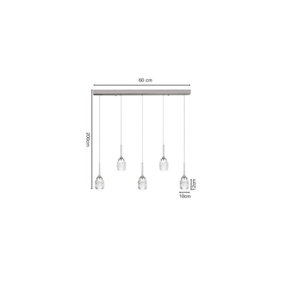 Inlight Κρεμαστό φωτιστικό LED 5*10W από χρυσαφί μέταλλο και ακρυλικό D:60x200cm (4077R-5-Golden)