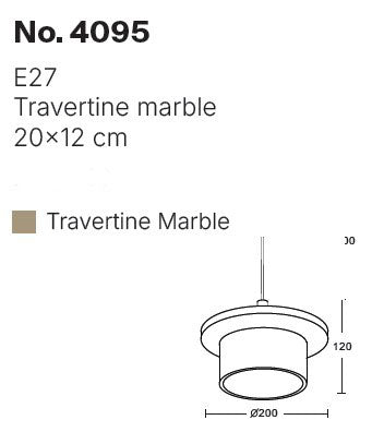 InLight Κρεμαστό φωτιστικό γκρι από travertine marble 1XΕ27 D:20 x 12cm (4095)
