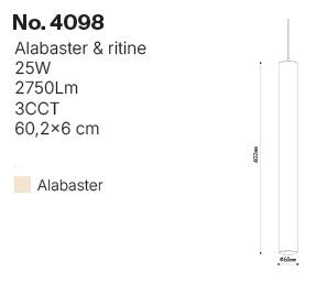 InLight Κρεμαστό φωτιστικό, Alabaster, 25W, 2750 lm, 3CCT (by switch on base)D:6X60cm(4098)