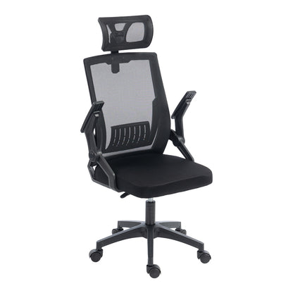 Καρέκλα γραφείου Plymot pakoworld mesh χρώμα μαύρο 48x58x112-122εκ